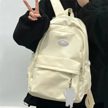Shoulder Bag Bookbags Nylon Travel Knapsacks Kawaii Candy Color Student Daily Zipper School Bags