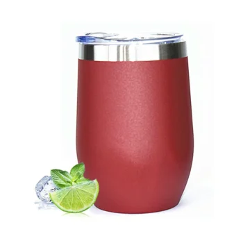 Stainless Steel Wine Tumblers, Insulated Wine Tumbler, Stainless Steel Stemless Wine Cups with Lids for Coffee, Wine