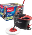 EasyWring Microfiber Spin Mop, Bucket Floor Cleaning System, Red, Gray, Standard
