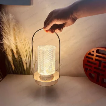 Wireless Table Lamp Rechargeable Portable Bedroom Bedside Touch Crystal Desk Lamp Night Light LED Decor Lights for Bar Coffee
