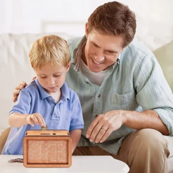 Wooden Money Saving Box Money Storage Bank with Saving Money Goals Counter Reusable Handmade Piggy Bank Coin Tray Storage Case
