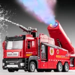 Water Spray Fog Fire Truck Model Sweeper Toy Car Sound Light Pull Back Doors Opened Vehicles Collection Children Gifts
