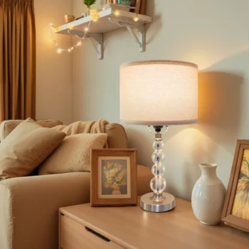 Modern Desk Lamp Set of Two - E26 Socket with Lamp Cap - Linen-Colored Lampshade - Suitable for Living Room, Bedroom and Bedside