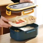 Lunch Box With Spoon Fork, Kid High Capacity Microwae Food Containers Portable Leakproof Office Camping