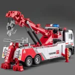 Double Hook Obstacle Clearing Car Garbage Truck Model Toy Metal Diecast Pull Back Engineering Vehicle Models Boys Gifts