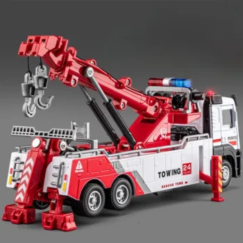 Double Hook Obstacle Clearing Car Garbage Truck Model Toy Metal Diecast Pull Back Engineering Vehicle Models Boys Gifts