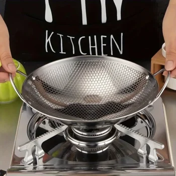 stainless steel honeycomb skillet non-stick with handle scratch-resistant cooking pasta steak porridge ramen