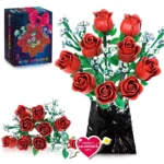 649PCS Romantic Rose Flower Building Blocks Preserved Flower Rose Bouquet Model Bricks Home Decoration Kids DIY Toys Girl Gifts
