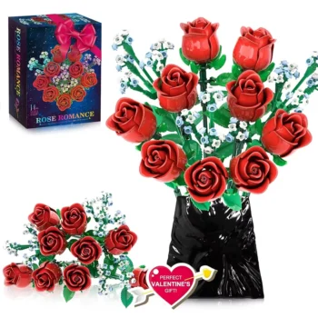 649PCS Romantic Rose Flower Building Blocks Preserved Flower Rose Bouquet Model Bricks Home Decoration Kids DIY Toys Girl Gifts