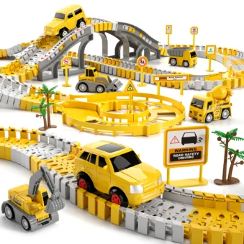 Boy Toys 236 PCS Race Tracks Toys Gifts for 3 4 5 Year Old Boys Kids, 6 PCS Construction Car Toys Gifts
