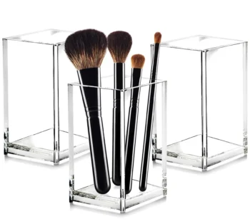 Acrylic Pen Holder, Clear Makeup Brush Holders Eyebrow Stationery Organizer for Office, Desk and Dressers