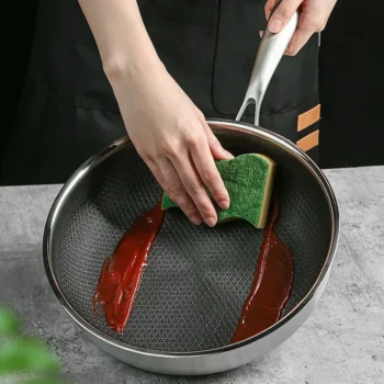 26CM Frying Pan Food Grade 304 Stainless Steel Non Stick Pan Honeycomb Pot Bottom Induction Cooker Gas Stove General Wok