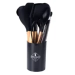 Silicone Kitchenware Non-Stick Cookware Kitchen Utensils Set Spatula Shovel Egg Beaters Wooden Handle Cooking Tool Set
