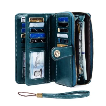 Wallet for Men and Women, European and American Retro Leather Long Wallet Clutch, Large Capacity off Clutch Bag, Card Holder Coin Purse Hand Bag