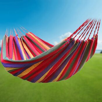 Person Fabric Hammock with Tree Straps 264lbs Capacity Stripe Hammock Pendant  for Outdoor Indoor with Carry Bag