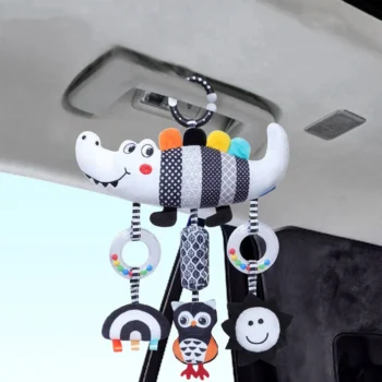 Baby Rattle Hanging Toy Carseat Black & White Rattle Hanging Activity Stroller Toy for Newborns Boys and Girls Gifts
