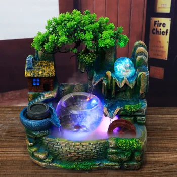 Desktop Fountain Waterfall Indoor Decor Landscape Rockeries Crafts Ornaments New