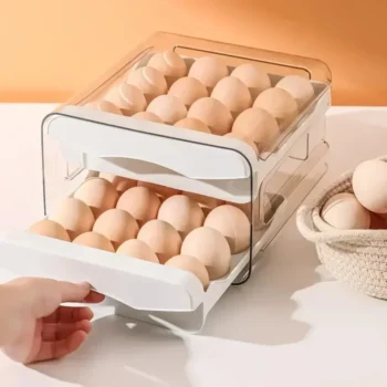Automatic Scrolling Egg Rack Refrigerator Eggs Storage Box Holder Storage Box Egg Double-Layer Drawer-Type Eggs Box Kitchen
