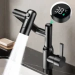 Washbasin Faucet Bathroom Multi-functional Mechanical Arm Cold and Hot Water Tap Digital Display Household Universal Rotation