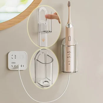 2PCS Punch-Free Electric Toothbrush Holder Self Adhesive Wall Mounted Toothbrush Holders Rack Bathroom Organizing Storage Accessory