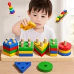 Montessori Wooden Sorting Stacking Toys Puzzle for Toddlers and Kids Preschool Fine Motor Skill Toy for 1 Years Educational Toys