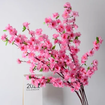 Artificial Peach Blossom Branch, Spring Plum Blossom, Silk Flower, Tree Decoration, Home, Wedding, 1 Pc,