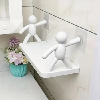 Small Person Storage Rack Cartoon Non Punch Storage Rack Toilet Bathroom Cosmetics Storage Rack Seasoning Jar Sorting Rack