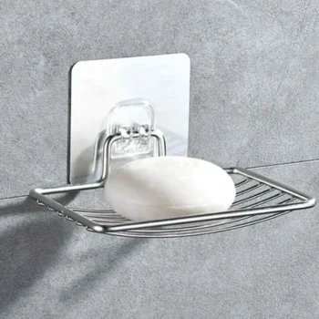 Stainless steel soap rack, wall mounted soap rack, drainage soap tray, simple soap storage rack in home bathroom