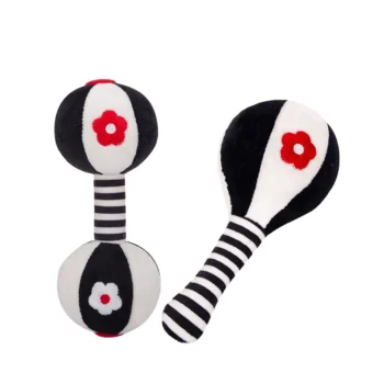 Montessori Baby Early Education Sensory Soft Rattles Toys Newborn Dumbbell Toy Hand Grab Interaction Puzzle Rattles Toys Gifts