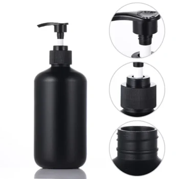 500ML Matte Black Liquid Soap Dispenser Refillable Shampoo Conditioner Body Lotion Container for Bathroom Supplies Hotel
