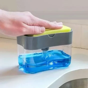 Automatic Soap Dispenser Bottle for Kitchen Dish Soap Box with Sponge Holder Hand Press Liquid Dispensing Kitchen Tools