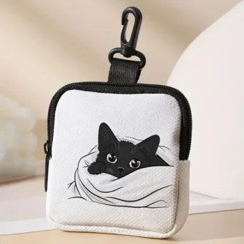 Cat pattern printed large capacity coin wallet, digital printed coin wallet storage bag, ideal choice for gifts