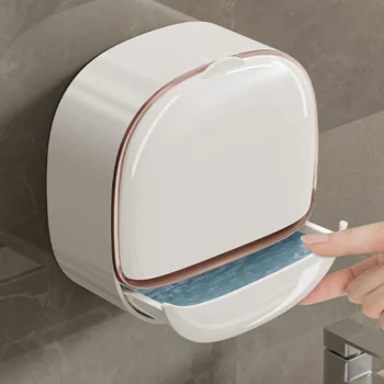 Bathroom Drain Soap Box Wall Mounted ABS Soap Box with Lid Waterproof Soap Dish Dishes Storage Box Travel Organizer Case Storage