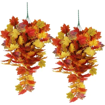 1PC Artificial Maple Leaf Garland Autumn Leaves Fake Plants for Halloween Thanksgiving Day Indoor Home Garden Decoration