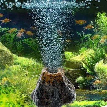 Aquarium Fish Tank Decor Volcano Shape Air Bubble Stone Oxygen Pump Decoration Hiding Fish Cave Resin Ornaments