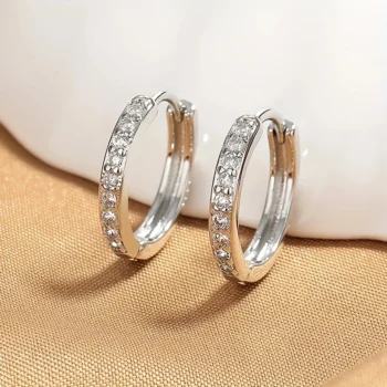 Elegant Stainless Steel Silvery Earrings For Women Banquets,Sparkling Zircon Stud Retro Sexy Ear Piercing Jewelry Gifts