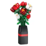 Flower Bouquet Building Block Red Rose White Rose Vase Bricks Toy Set Adult Home Decoration Girls Valentine's Day Gifts