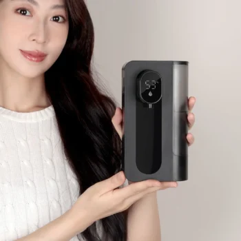 Hands-Free Automatic Soap Dispenser, No Drill Wall-Mount, 3 Adjustable Modes, Waterproof LED Display for Kitchen & Bathroom