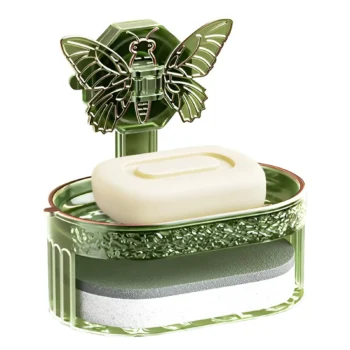 Butterfly Soap Dish Wall Mount Punch-Free with Suction Cup Draining Removable Soap Dish for Household Bathroom Kitchen Tools