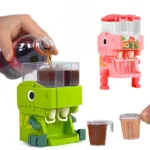 Children Dinosaur Dual Water Dispenser Toy with Cute Pink Blue Cold/Warm Water Juice Drinking Fountain Simulation Kitchen Toys