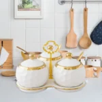 Ceramic Spice Jars Condiment Jars Restaurants Sugar Kitchen Counter White Ceramics Spice Jars Set Container Canisters