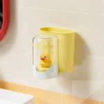 Plastic Wall Mounted Toothbrush Holder Large Capacity Punch-Free Toothpaste Storage Holder Space Saving Mouthwash Cup Hanger