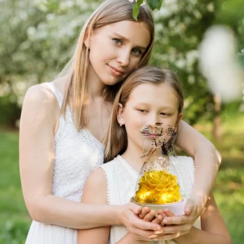 Mothers Day LED Lighted Angel Preserved Roses Music Box Forever Eternal Rose In Glass Cover Valentine Gifts for Girlfriend Women