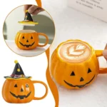 Halloween Creative Pumpkin Coffee Mugs Cute Ceramic Cup With Witch Hat Lid High-quality Household Office Desktop Decoration Mugs