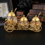 large metal and glass combination seasoning jar, suitable for kitchen spices, salt, sugar, pepper and other seasoning bottle