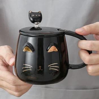 Ceramic Mugs Cartoon Cat Coffe Mug Creative Drinkware Coffee Tea Cups Novelty Gifts Milk Cup For Cat Lovers Tea Cup Set