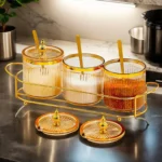 Seasoning Bottles Airtight Sugar Storage Pot Condiment Bottles with Lid and Spoon Seasoning Storage Case for Home Restaurant