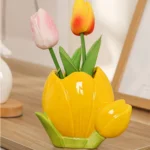 Rural Style Tulip Ceramic Vases with Fresh Flowers Plants Makeup Brushes and Study Tools Living Room Desktop Home Decoration