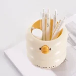 Creative Cartoon Cute Round Pencil Holder Office Desk Pen Pot Cup Container Organiser Plastic Pencil Case Student Stationery