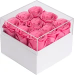 Rose in Acrylic Cover Square Box Handmade Preserved Roses Eternal Rose Perfect for Mothers Day Anniversary Birthday Gifts